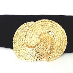 VTG NAN LEWIS GOLD TONE BUCKLE WIDE STRETCH BELT